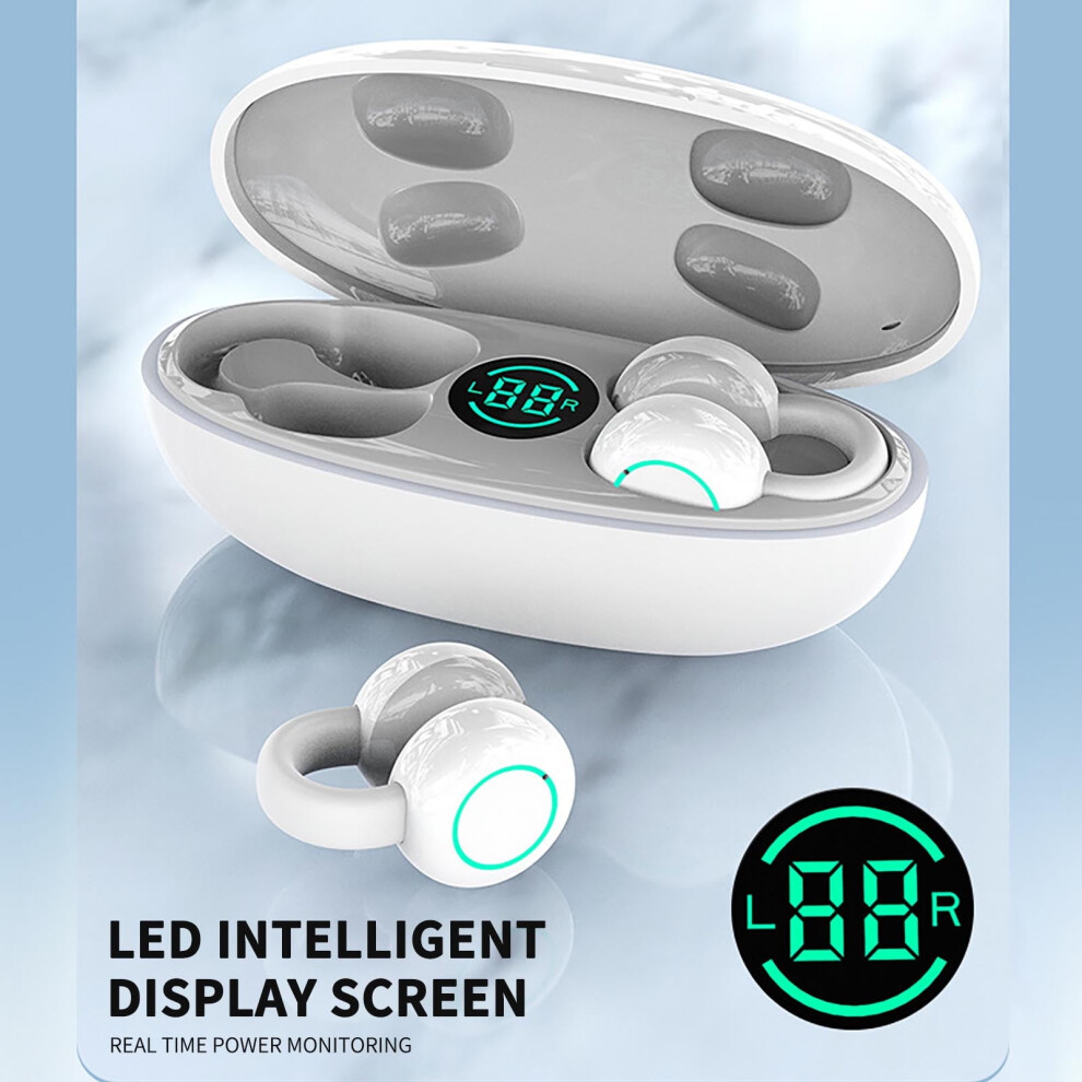 Avtoify Ear Clip Earphones Earclip Bluetooth New Private Model Noise Reduction Sports Earclip Earphones Wireless Not In The Ear White 9464372839926