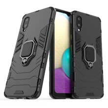 Etui kompatibel med Samsung Galaxy A02, militært faldbeskyttelse, stødsikkert cover, 360 roterende ringstøtte