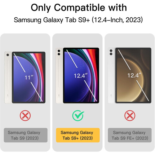 Θήκη συμβατή με Samsung Galaxy Tab S9Plus 12.4 ιντσών με ενσωματωμένη προστασία οθόνης και 1