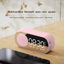 Subwoofer-Lautsprecher, kabelloser Spiegel, Wecker, Multifunktions-Lautsprecher, Bluetooth 5.0, FM-kompatibel, tragbarer Lautsprecher, unterstützt