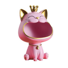 Big Mouth Cat Statue Figur Aufbewahrungstablett Sparschwein Eingangsschlüssel Snackhalter