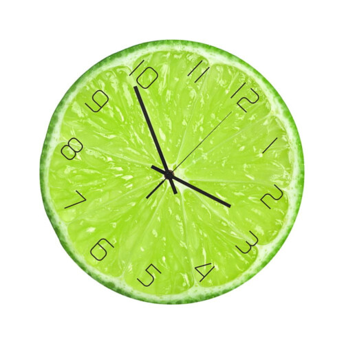 Δημιουργικό ακρυλικό ρολόι με μοτίβο lime, τυπωμένο με υπεριώδη ακτινοβολία, ρολόι