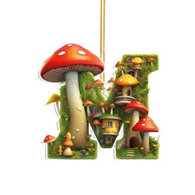 SDJMa Pilz-Baumschmuck, 26 Buchstaben-Pilz-Mooshaus aus Acryl zum Selbermachen, zum Aufhängen, kompatibel mit Zuhause, Auto und Rucksack