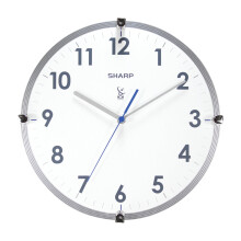 Kompatibilní s kulatými nástěnnými hodinami Sharp Atomic, 11", bílo-stříbrné