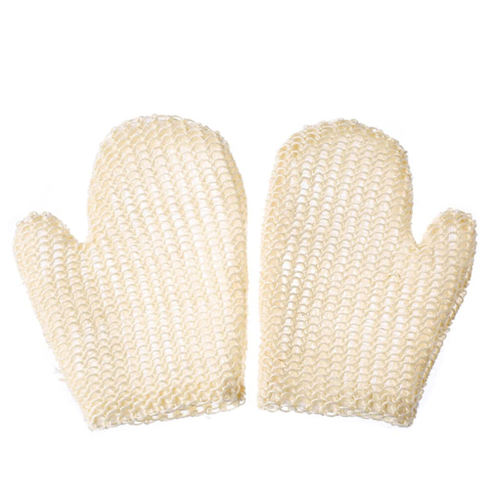 Beige Exfoliating Bath Gloves Sisal Body Scrubber Mitt For Shower Deep Exfoliation And Gentle Massage 2 Pack