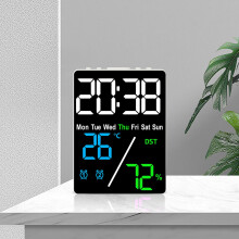 Budík se záložní baterií, automatické nastavení data/dne, teploty/vlhkosti, fáze měsíce, stmívač, letní čas, USB port