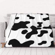 Zwart-witte deken met koeienprint, sprei, beddengoed, kamerdecoratie, flanellen deken voor bed en bank, 80"x60"