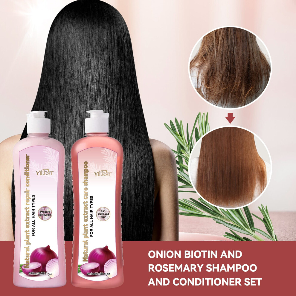 Biotin and Rosemary Shampoo and Conditioner Set, Onion, Deep Nourishing & Repairing for Softer, Shinier Dry Frizzy Hair