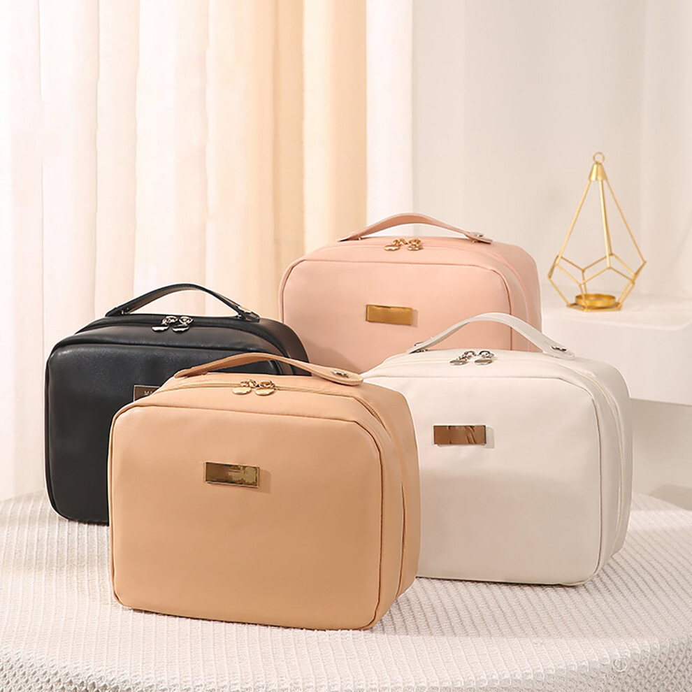 Black Susuchens Multi-Compartment Toiletry Cosmetics Bag With Handle Zipper Closure Waterproof Large Capacity Toiletry Bag Makeup Organizer