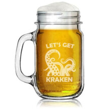 473 ml Mason Jar glazen mok met handvat, cadeau "Let's Get Kraken" grappig