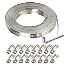 Metallband mit Löchern + 8/16-Zoll-Befestigungselemente, Schlauchschellen, Edelstahl, groß