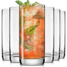 JoyJolt Faye 13oz-os highball poharak, 6 darabos készlet. Ólommentes kristályból. Kompatibilis mojito, Tom Collins, víz és koktélos italokkal.