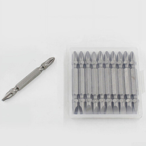 10 Stück 65 mm PH2-Schraubendreherbits, magnetisch, doppelseitig, Phillips. 2