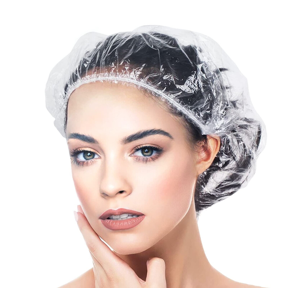 Disposable Waterproof Shower Caps 15pcs Clear Thickened Plastic Hair Protection for Spa Home Hotel