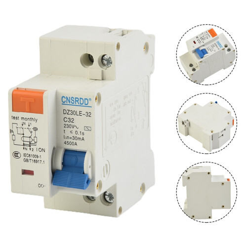 CNC DZ30LE Fehlerstromschutzschalter 230V 1P+N RCBO MCB mit Fehlerstromschutz 1