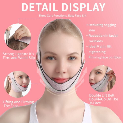 Face Slimming Strap Double Chin Reducer with Adjustable Breathable Elastic Fabric Green Wool 1