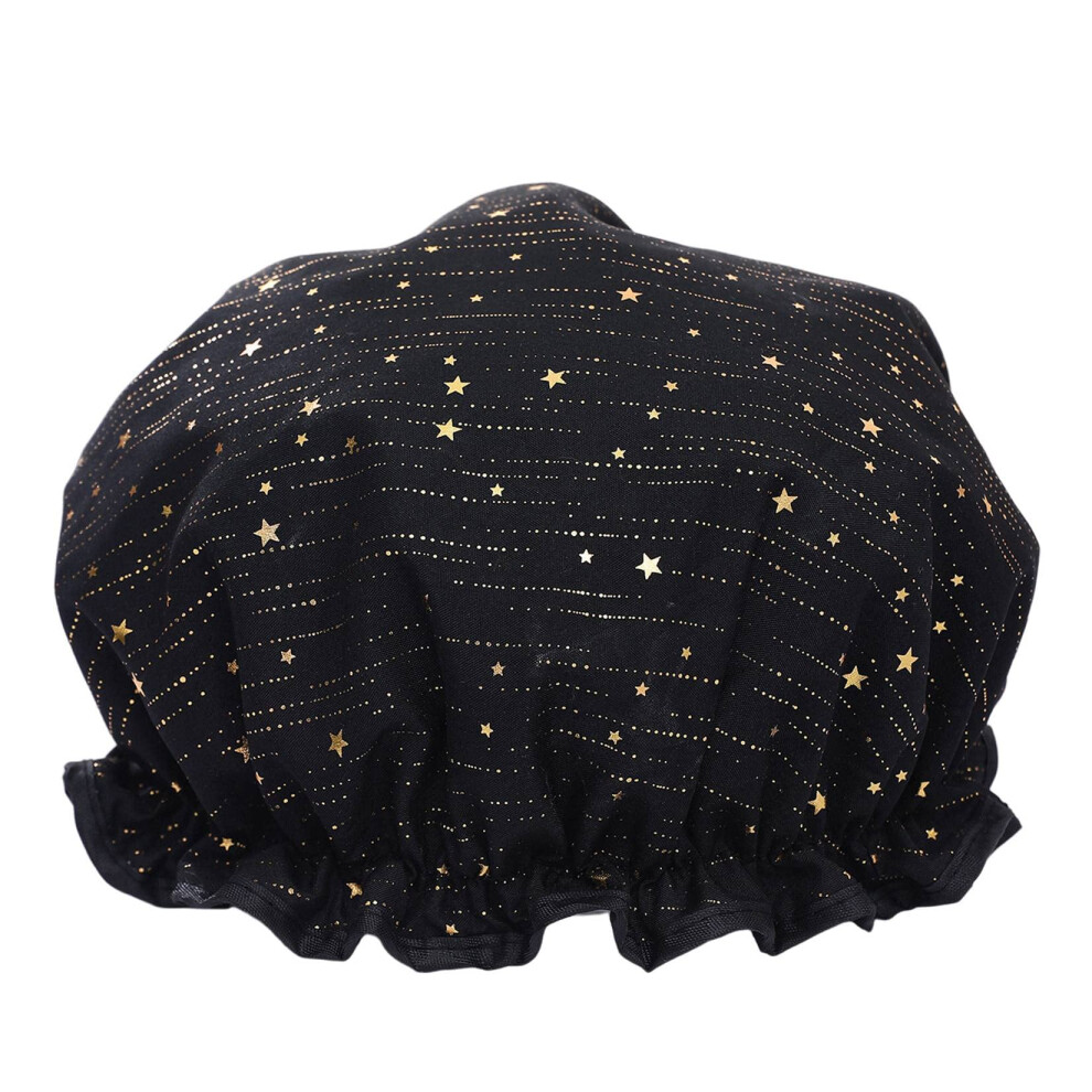 Waterproof Shower Cap Double Layer Reusable with Elastic Band for Spa Salon Bath and Travel