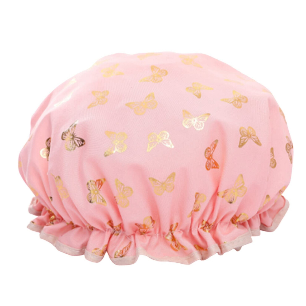 Waterproof Double Layer Shower Cap with Elastic Band, Reusable Printed Hair Cap for Women Spa