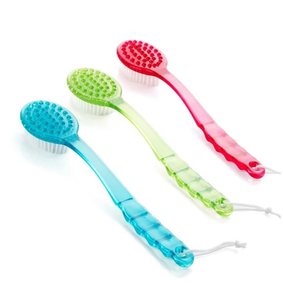 Green Exfoliating Bath Shower Sponge With Handle For Gentle Daily Body Scrubbing And Rich Lather