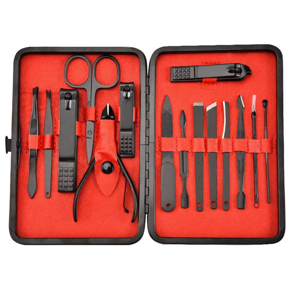 Professional Manicure Pedicure Set 15pcs Stainless Steel Nail Care Kit with Clippers and Scissors