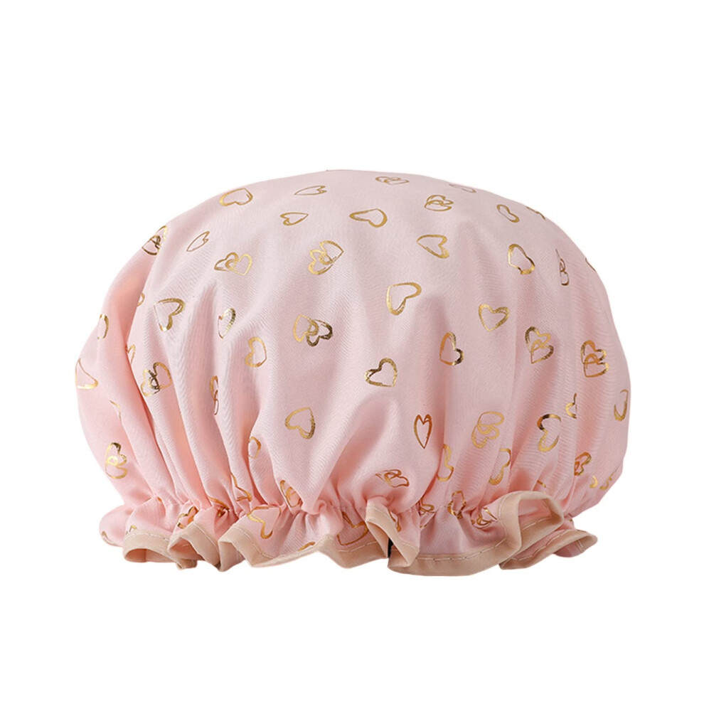 Waterproof Shower Cap for Women Double Layer Reusable with Elastic Band Spa and Salon Hair Protection