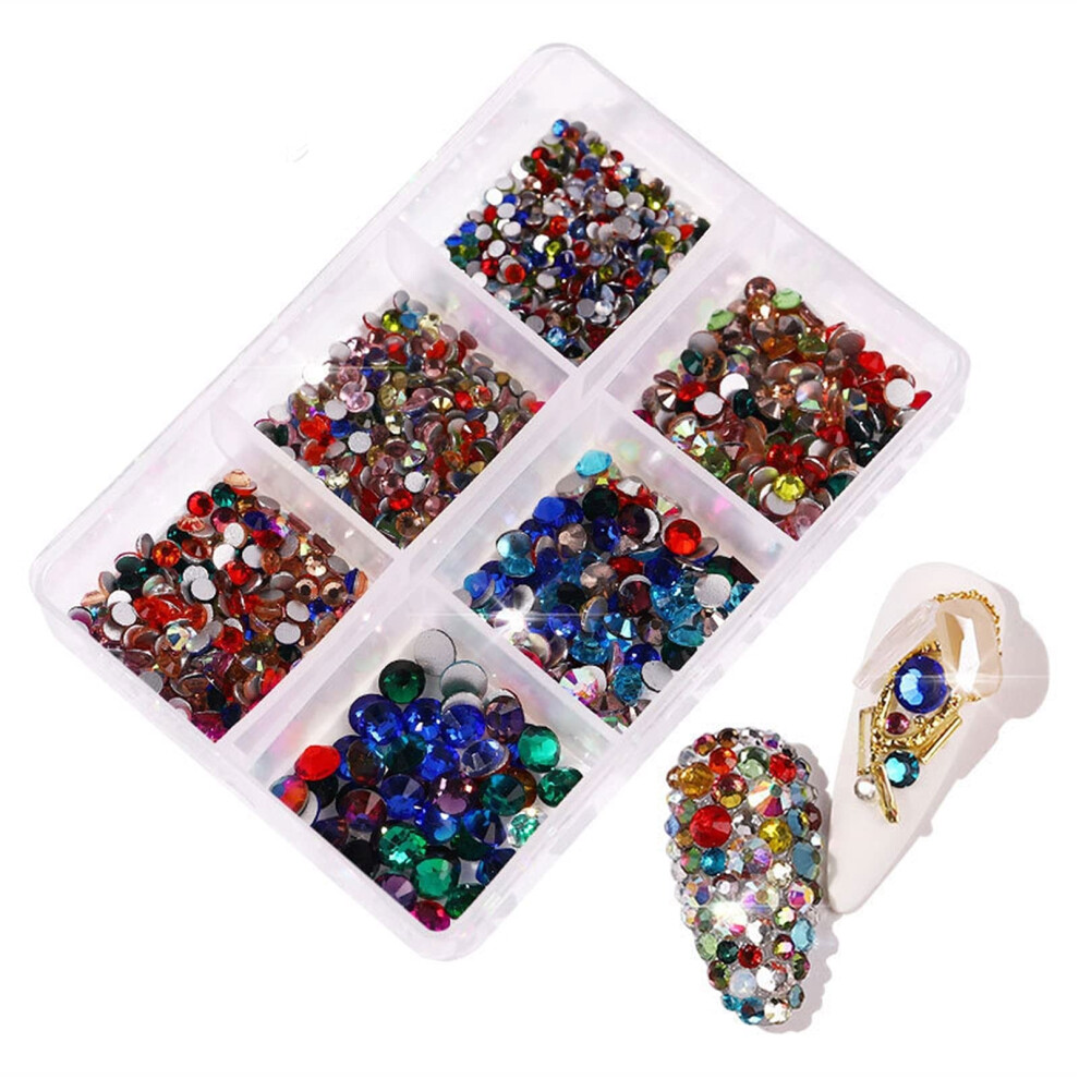 Nail Rhinestones 3D Crystal AB MultiSize Mixed Color Gems for DIY Crystal Nail Art Decorations