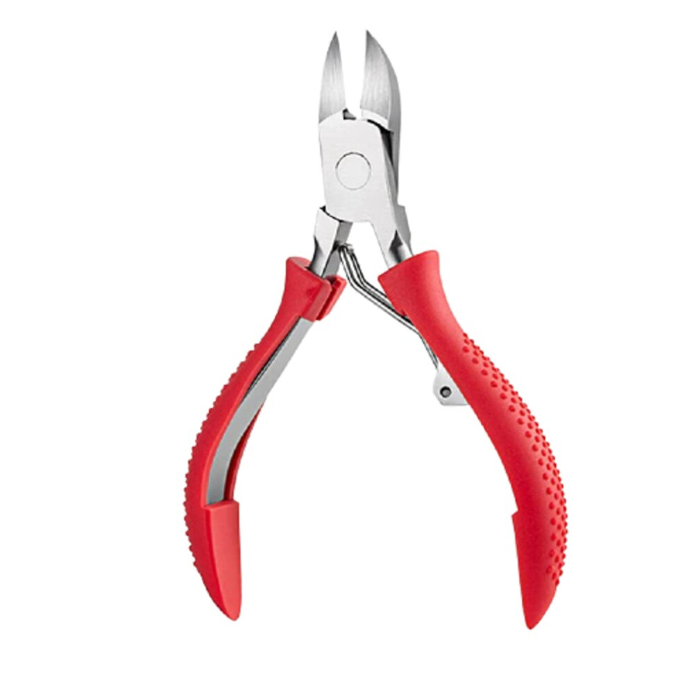 Red Professional Stainless Steel Toenail Clippers For Thick Nails With Ergonomic Grip Cuticle Trimmer