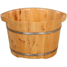Natural Wooden Foot Bath Barrel with Lid, Cedar Wood Foot Spa Basin for Deep Soaking and Relaxation