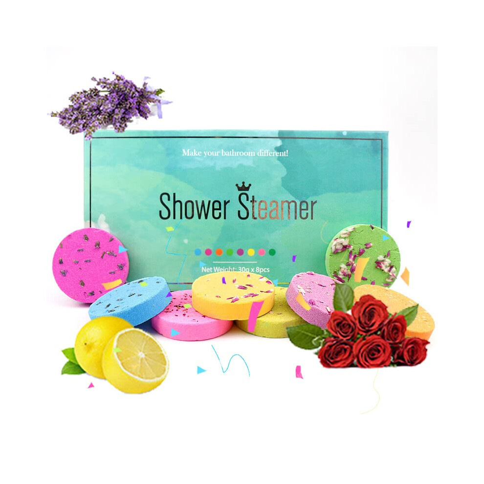 Shower Steamers Gift Set with Eight Unique Scents for Stress Relief Aromatherapy, Pack of 8