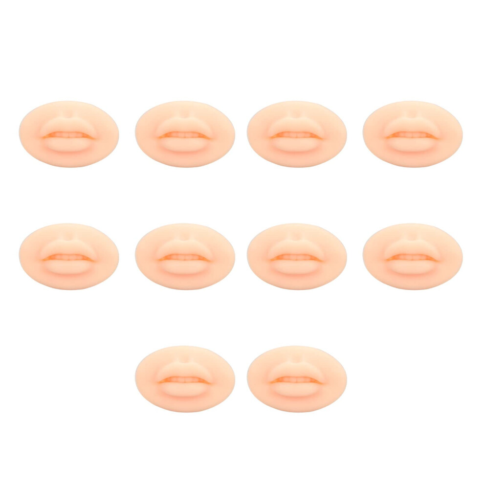 Light Practice Lips Open Mouth Silicone 3D Fake Lips For Lip Tattoo Training Skin 10Pcs
