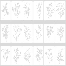 18Stück Blatt Blätter Schablone, Wiederverwendbar Wildblumen Blattmalerei Schablonen DIY Malerei Vorlage Blumen Schablonen für Holz Möbel Wand