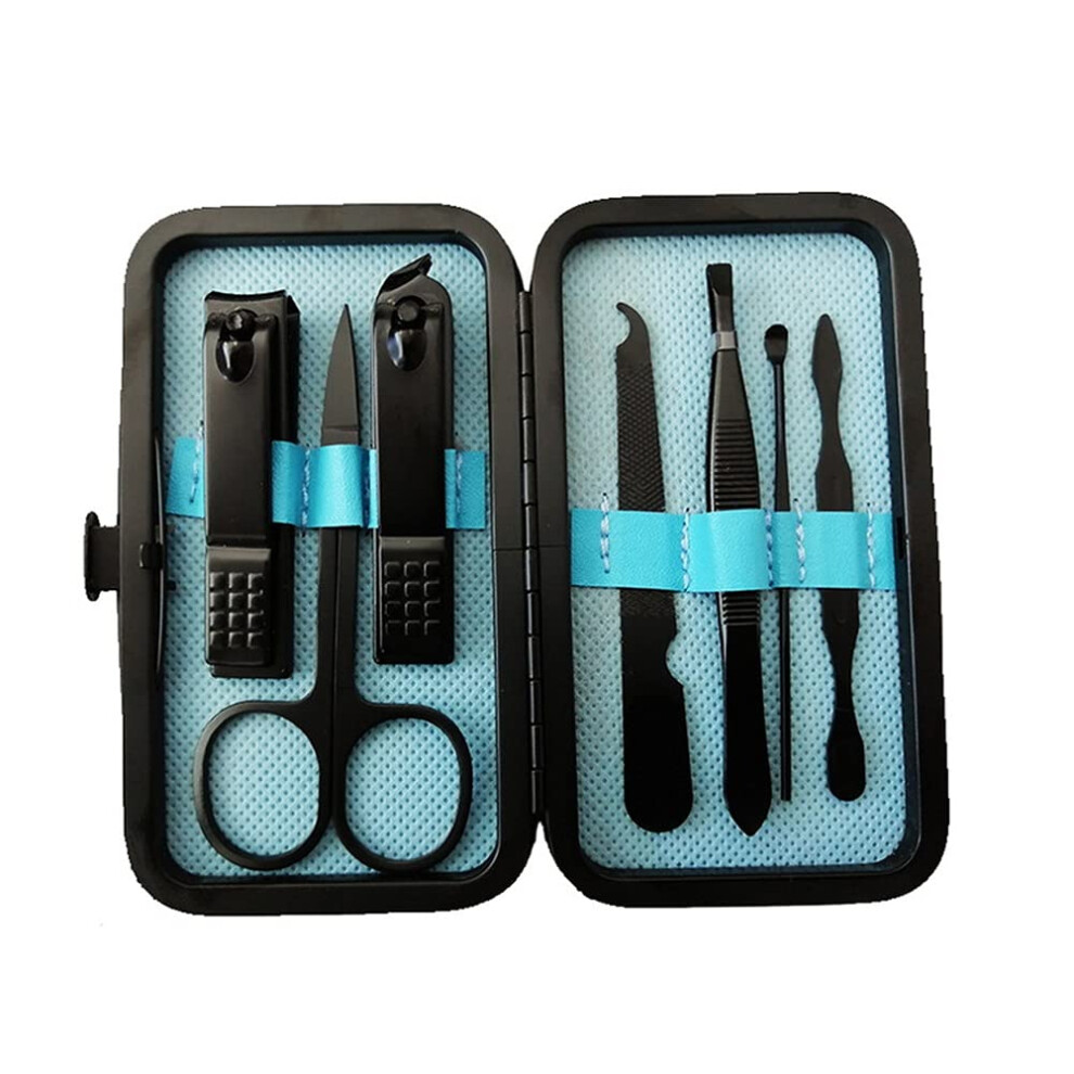 Blue Nail Clippers Set 7Pcs With Compact Storage Box, Professional Manicure Pedicure Kit,