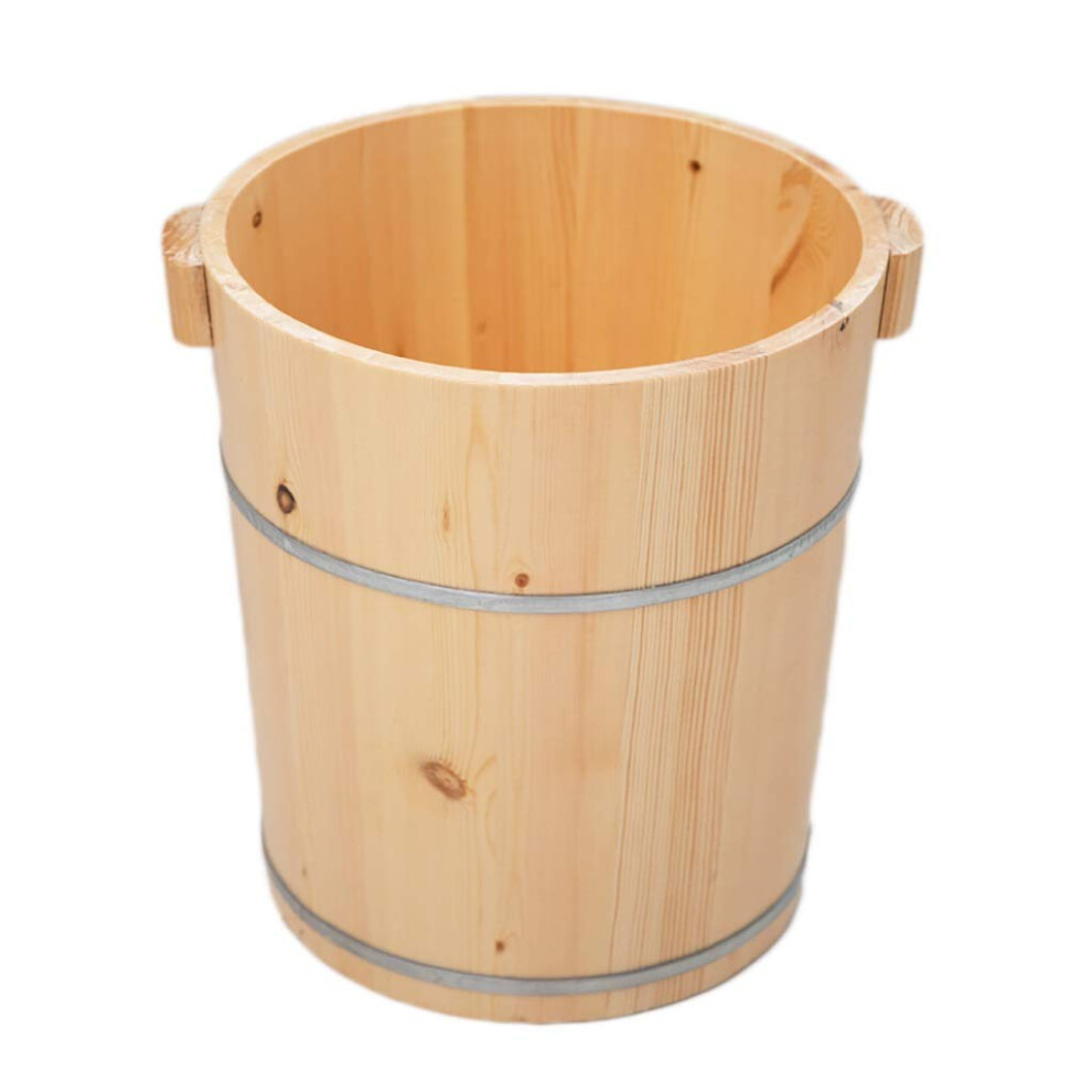 Fragrant Fir Wooden Foot Spa Tub with Enamel Lining, Durable Natural Barrel for Home Pedicure