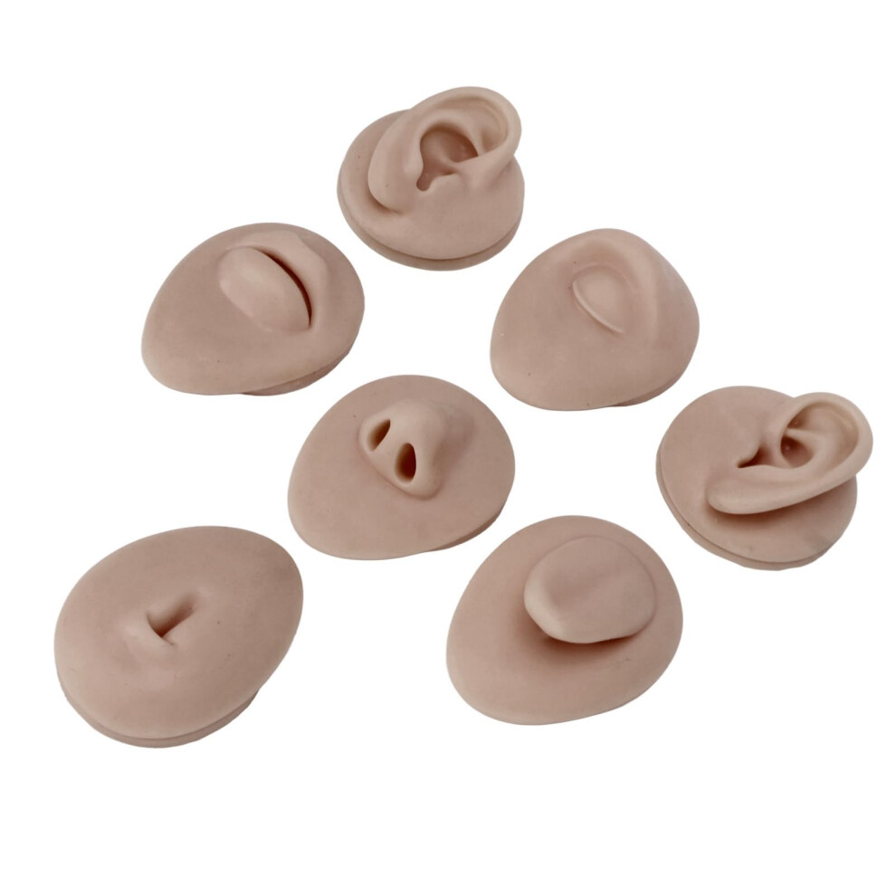 Dark Piercing Practice Kit With Realistic Silicone Body Models And Acrylic Display Racks, Skin