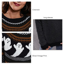 Halloween Geist Pullover Acryl Schwarz XXL
