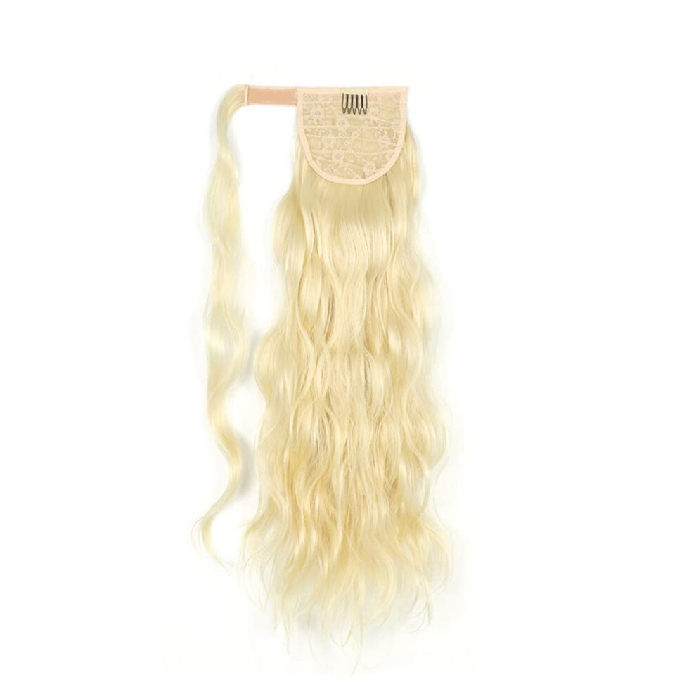 Unisex 24 Inch Blonde Wrap Around Synthetic Ponytail Hair Extension Clip In Hairpiece For Women