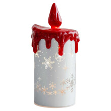 Weihnachtliche flammenlose Kerzen mit Schneeflocken und Elchmotiv, batteriebetriebene LED-Säulenlichter für die Weihnachtsdekoration (Silber)