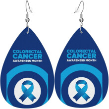 Orecchini pendenti da donna in similpelle con nastro blu per la sensibilizzazione sul cancro del colon-retto 2024, gioielli vintage leggeri a forma