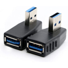 2-pack, Super Speed USB 3.0 Vertikal vänstervinkel- och högervinkeladapter USB 3.0 Hane till hona 90 graders adapter