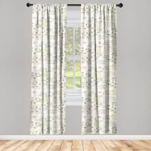 Botanical Window Curtains, Pastel Vintage Floral Pattern, Lightweight 2-Panel Set 28"x95", Blush & Pale Olive Green, by Ambesonne