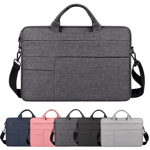 Bolsa impermeável para laptop de 15,6 polegadas, capa para notebook, bolsa de ombro para computador - Cinza escuro