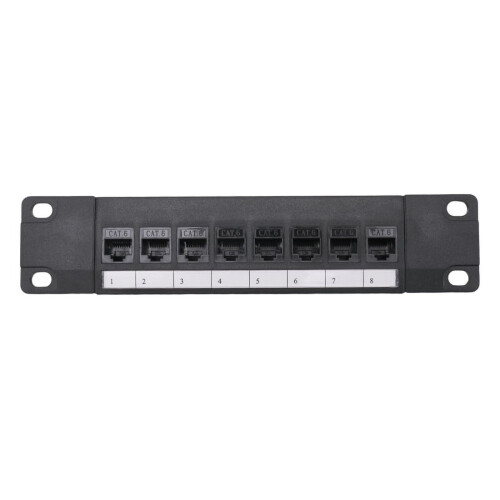 8 Port Straight-Through CAT6 Patch Panel RJ45 Network Cable Adapter Jack Ethernet Distribution Frame