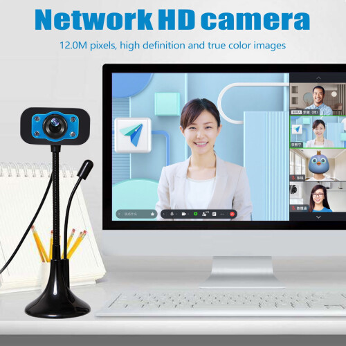Webcam USB ad alta definizione Webcam4Led con microfono per desktop, compatibile con Skype, computer, PC e laptop. 2