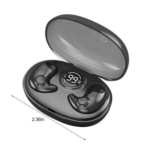 Fones de ouvido sem fio Gnobogi Mini, Bluetooth 5.3 com microfone e estojo de carregamento com tela, leves e compatíveis com TV, celular, PC e 2