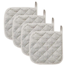 4 Topflappen zum Kochen und Backen im Backofen, mikrowellengeeignete Grilltopflappen, 18 x 18 cm, hellgrau