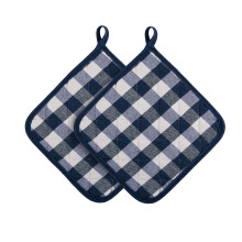 Achim Topflappen mit Büffelkaromuster aus Polyester/Baumwolle – Marineblau – 2er-Set
