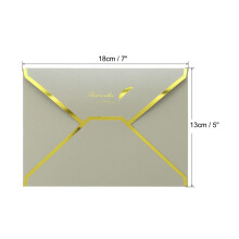 10Pcs 7 x 5‘‘ Gold Border V Flap Greeting Card Envelopes Luxury Style Birthday Wedding Invitation Fine Texture Business Envelope