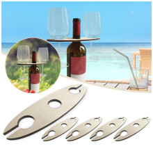 Jannly Wooden Wine Bottle And Glass Holder, Wood Wine Rack, Outdoor Holiday Wine Holder