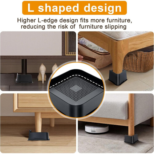 Elevadores de cama de 15 cm (6 polegadas), elevadores de móveis ajustáveis e resistentes, blocos para elevar os pés de sofás, mesas, cadeiras e 1