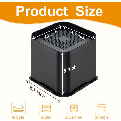 Elevadores de cama de 15 cm (6 polegadas), elevadores de móveis ajustáveis e resistentes, blocos para elevar os pés de sofás, mesas, cadeiras e 2